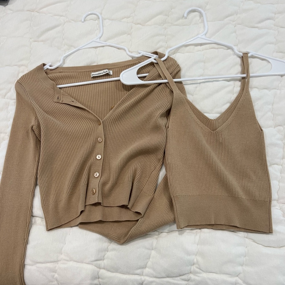 Abercrombie Ribbed Cardigan and Tank Top Set